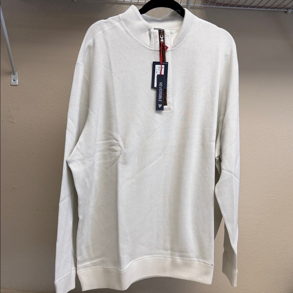 CREMIEUX BLUE LABEL REVERSIBLE QUATER ZIP PULLOVER CREAM - XXL